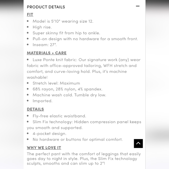 Nwt Pixie Luxe Ponte Skinny Pant - Picture 5 of 6